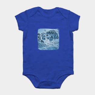 rally car flying high blue tint Baby Bodysuit